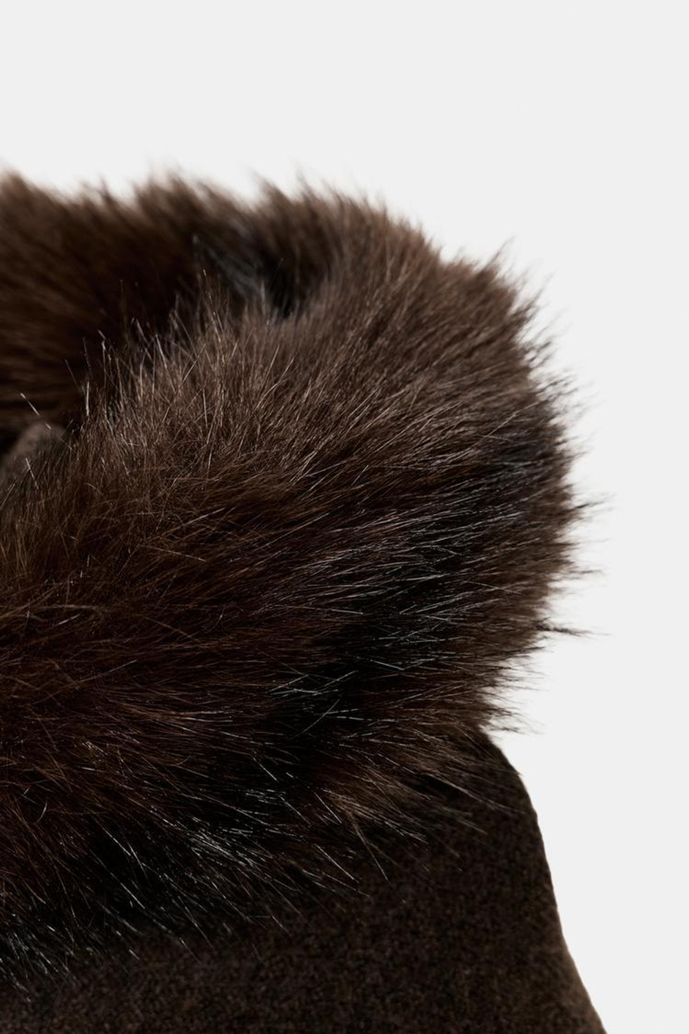 ZARA ТРИКОТАЖНАЯ НАКИДКА С МЕХОМ, КОРИЧНЕВЫЙ