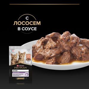 Пауч Pro Plan Healthy Start для котят, беременных и кормящих кошек, кусочки с лососем в соусе