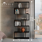 Dipriz Стеллаж 6 полок Марм, 72х24х173.8 см, напольный стеллаж, ЛДСП черная сосна