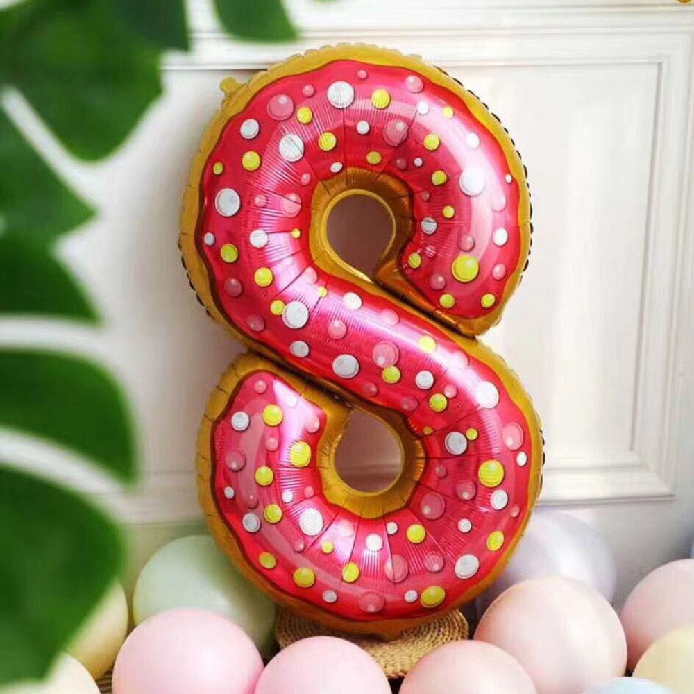 Шар фольгированный 32'/81см Цифра 8"Сладкий пончик»
