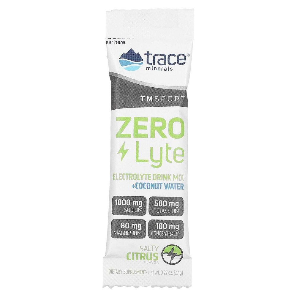 Trace, ZEROLyte, электролиты и кокосовая вода, со вкусом соленого цитруса, 30 пакетиков по 7,7 г (0,27 унции)