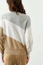 22780 Джемпер женский (бежевый/белый./св.серый)