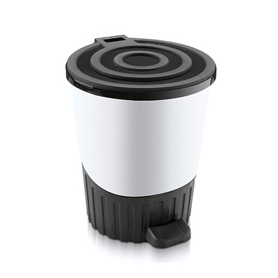 Мусорное ведро с педалью "Круги" 14 лт белый-черный