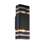 Уличный настенный светильник 2x60Вт E27, металл/стекло, чёрный