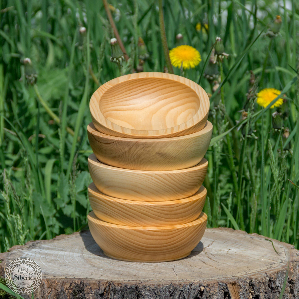 Набор деревянных тарелок Art of Siberia из древесины кедра 5шт. 145 мм. TN12