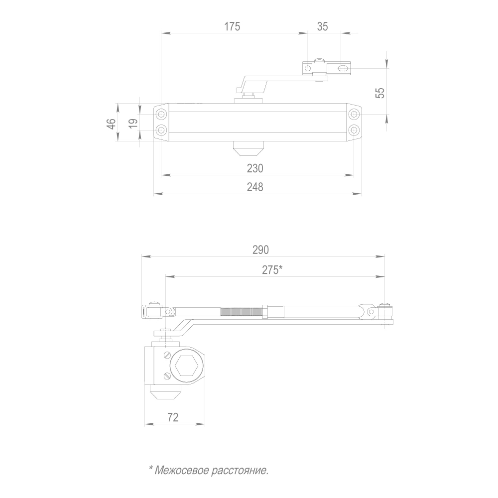 Доводчик дверной DC20-6W (DC-206W) AL до 160 кг (алюминий)