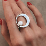 Кольцо Месяц с лунным камнем