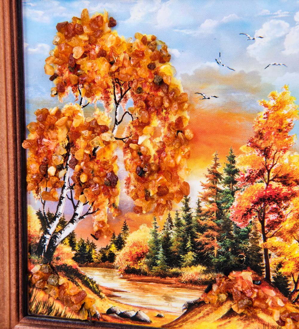 AMB-74/23 Картина «Красота природы» (с янтарной крошкой) дер.краш.рамка 12х15