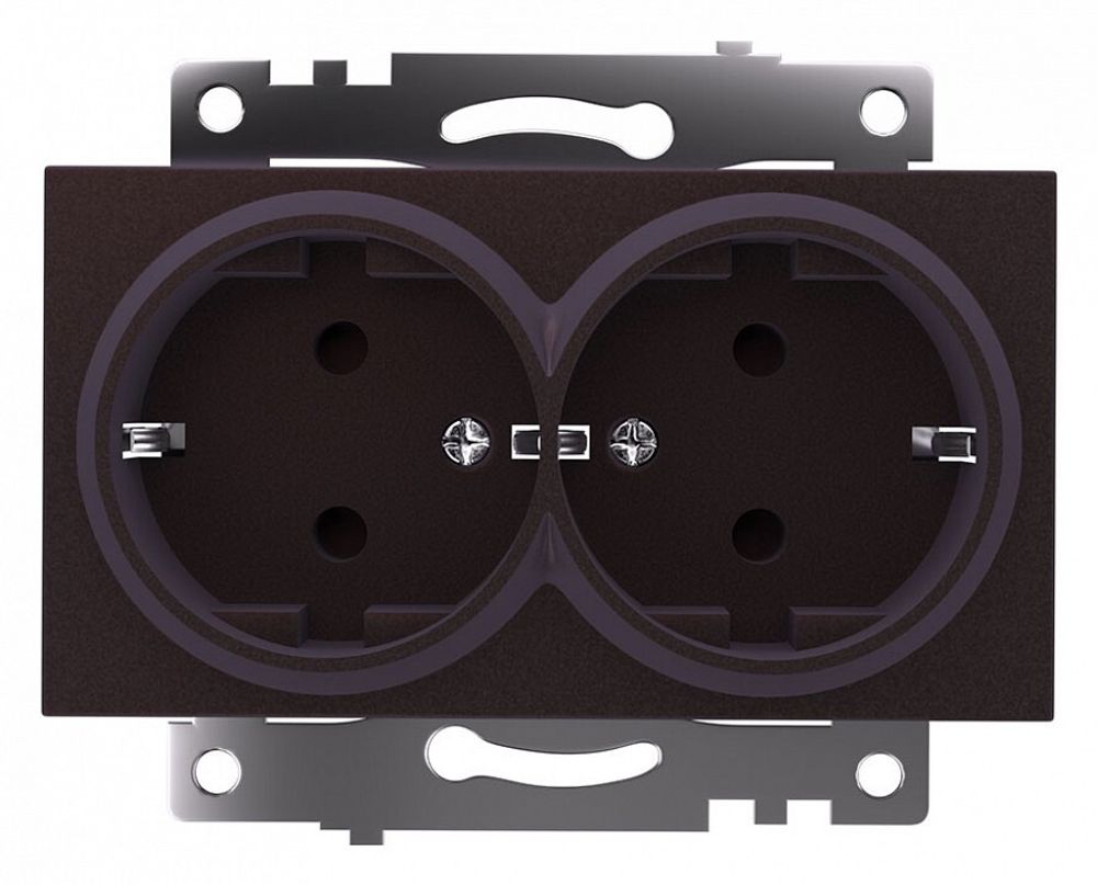 Розетка двойная с заземлением и со шторкой, без рамки Stekker Катрин 49030