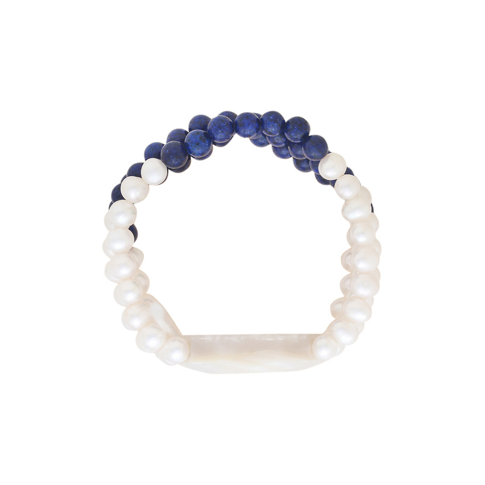 Браслет Nature Bijoux, Pacifique, стрейч, с перламутром,  жемчугом и лазуритом, NB26.1-13-44540 (бел