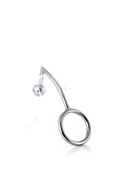 Анальный крюк с шариком и кольцом S (Цвет: серебряный)