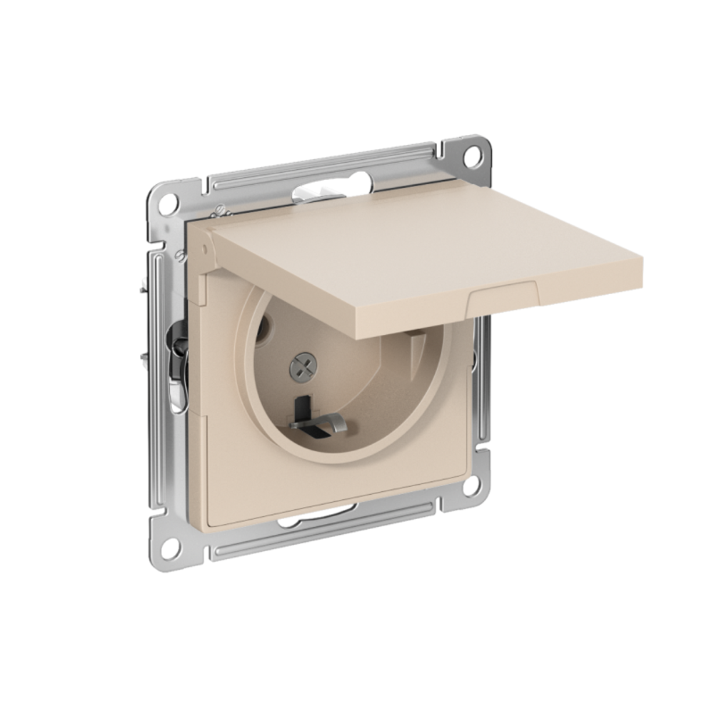 Розетка AtlasDesign 16А IP20 с заземл. защ. шторки с крышкой механизм песочн. SE ATN001246 Розетка AtlasDesign 16А IP20 с заземл. защ. шторки с крышкой механизм песочн. SE ATN001246