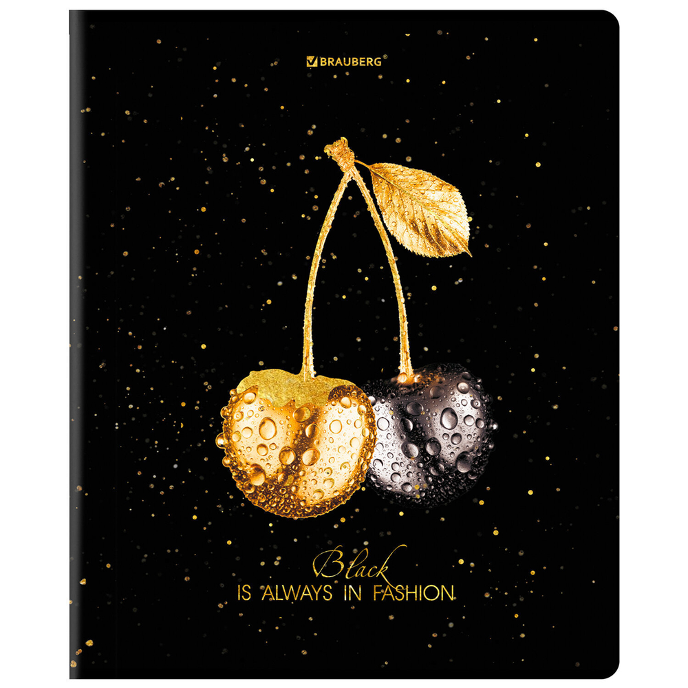 Тетрадь А5 48 л. BRAUBERG скоба клетка матовая ламинация фольга "Black&Gold" (микс в спайке) (20 штук в упаковке)