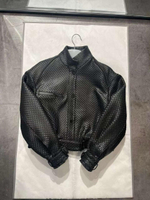 Бомбер из плетеной кожи