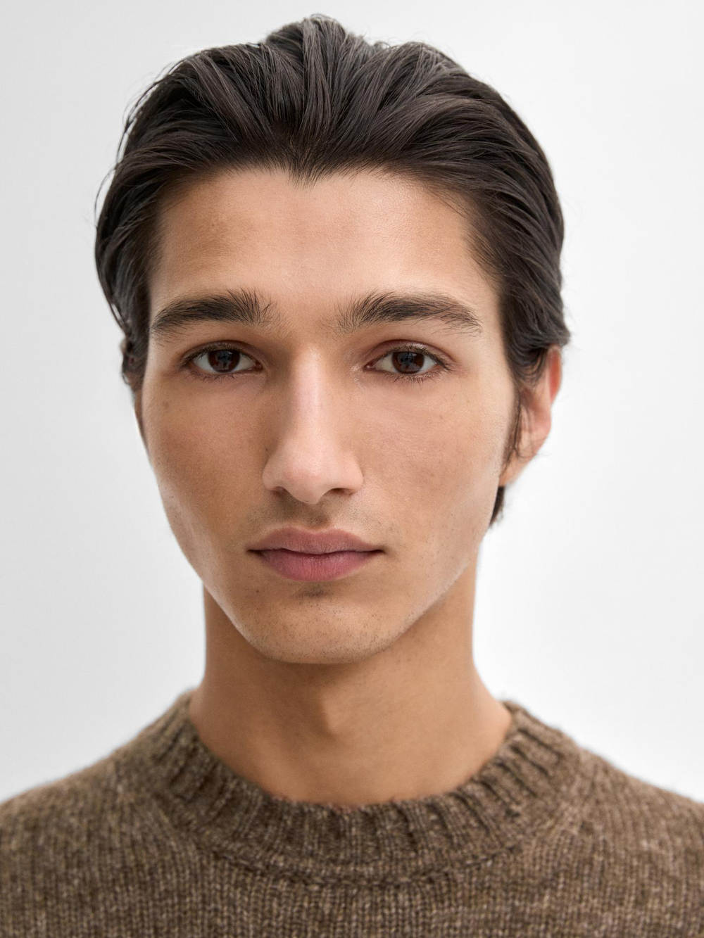 Massimo Dutti ТРИКОТАЖНЫЙ СВИТЕР ИЗ СМЕСОВОЙ МЕРИНОСОВОЙ ШЕРСТИ, ПЕСТРО-КОРИЧНЕВЫЙ