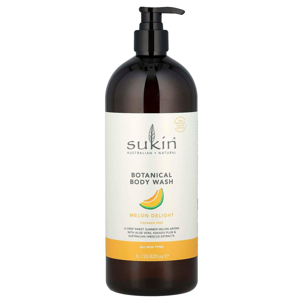 Sukin, Гель для душа с растениями, для всех типов кожи, дыня, 1 л (33,82 жидк. Унции)