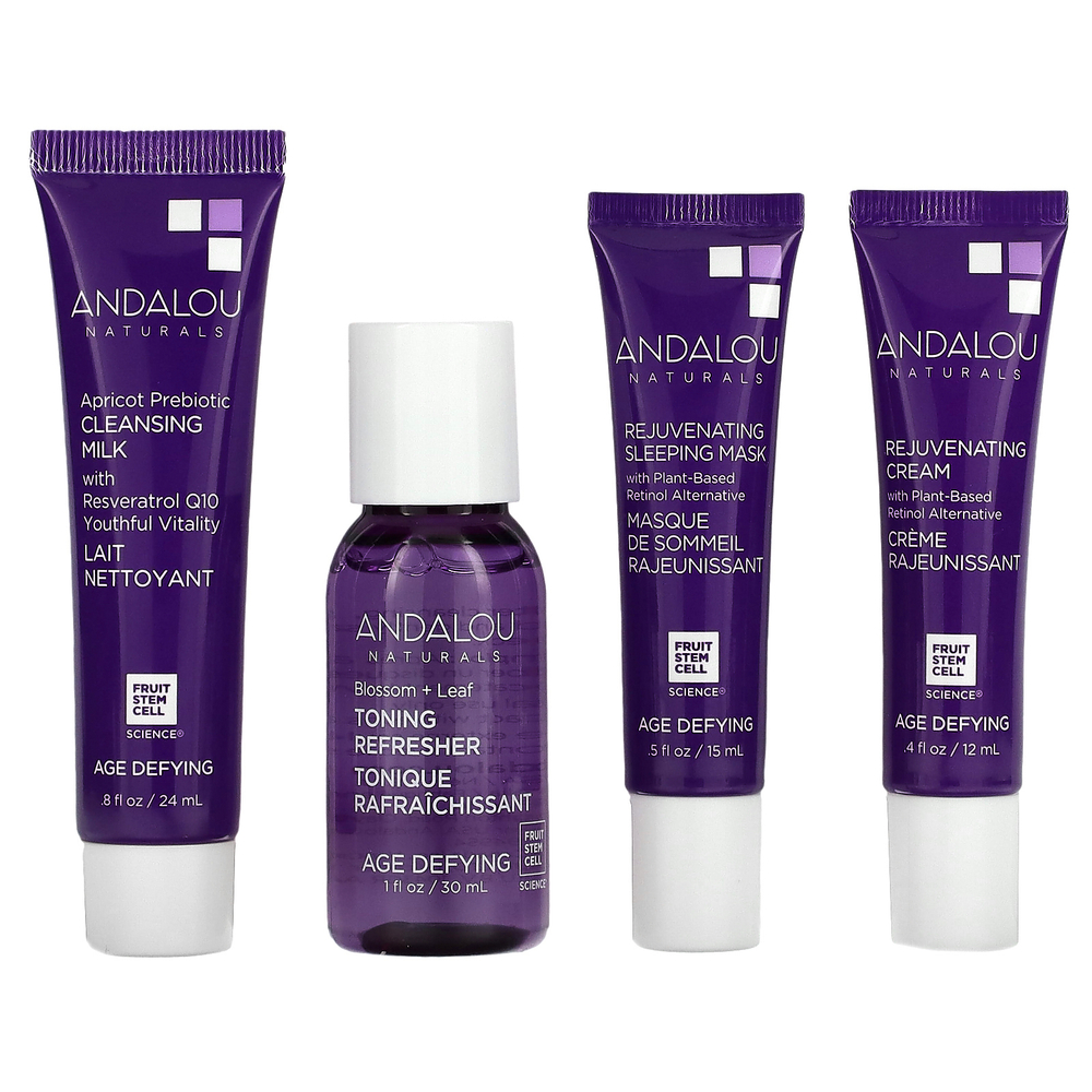 Andalou Naturals, омолаживающий уход для кожи, набор из 4 средств