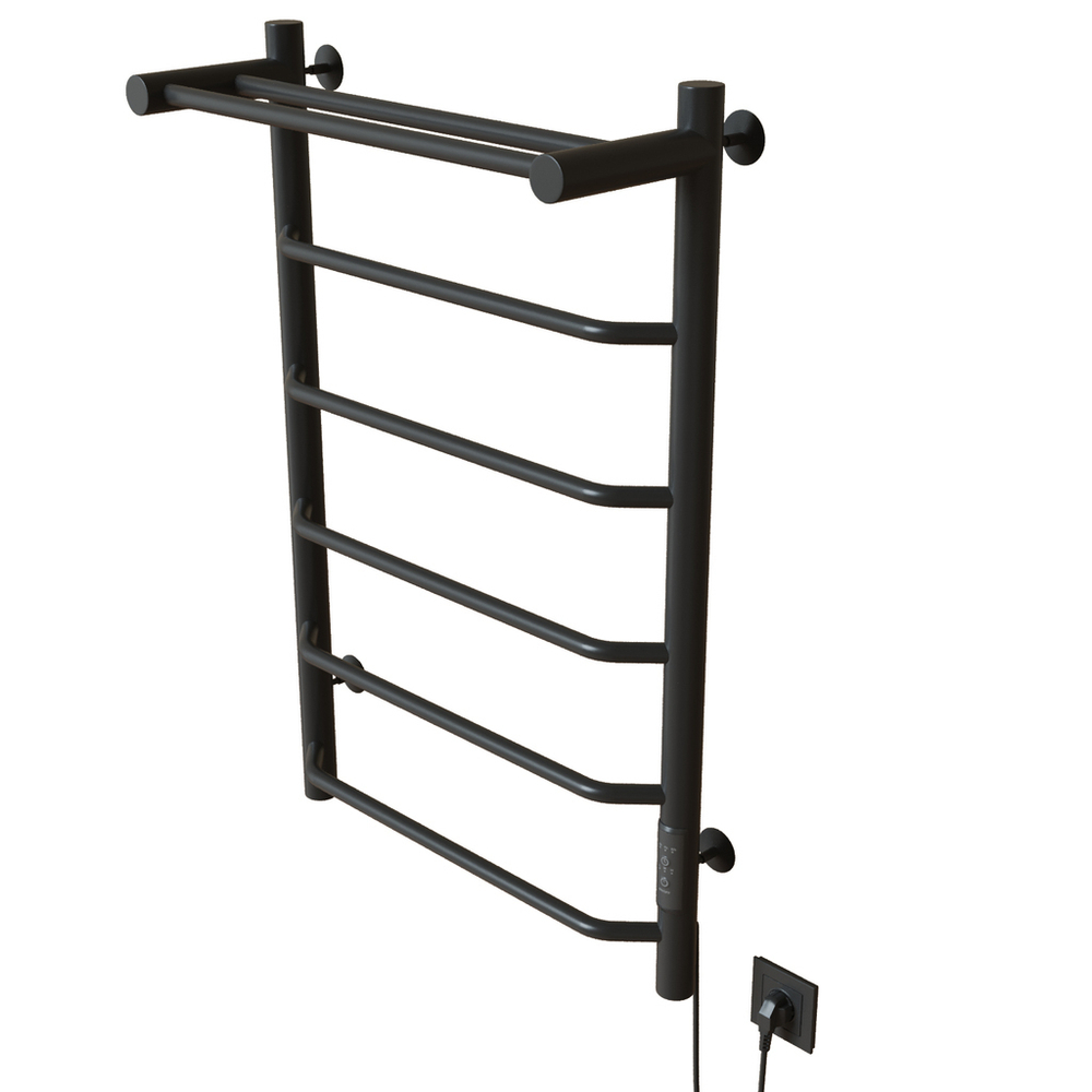 Полотенцесушитель MIXLINE MIRA  80х50 (таймер, 336 Вт, 5 перекладин + ПОЛКА) электрический ГРАФИТ