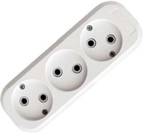 Колодка удлинителя 3-м без заземл. АБС-пластик белый