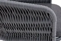 "Бордо" стул барный плетеный из роупа (колос), каркас из стали серый (RAL7022) муар, роуп серый 15мм, ткань темно-серая 027