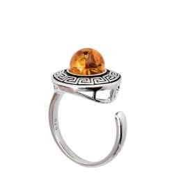 AM-3940/2 Комплект серьги с кольцом (латунь, янтарь)