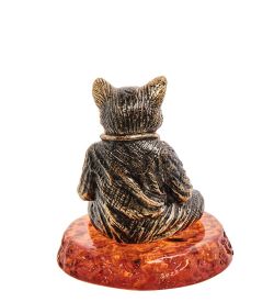 Народные промыслы AM-3081 Фигурка «Кот Гуру» (латунь, янтарь)