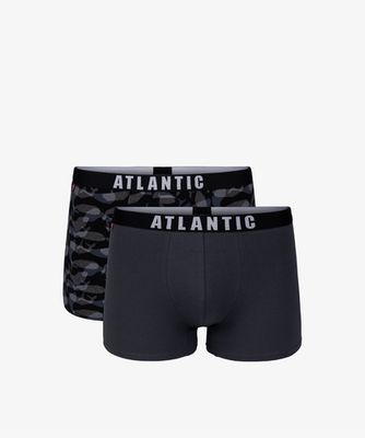 Мужские трусы шорты Atlantic, набор из 2 шт., хлопок, графит + черные, 2MH-1177