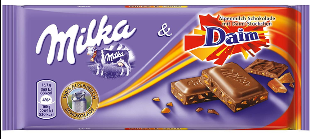 Шоколад Милка Milka Daim Chocolate молочный 100г. (122руб./шт.) (22шт./кор.) (Европа) ООО ГЛОБАЛ