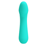 Бирюзовый силиконовый вибратор Cetus для G-точки - 15 см.