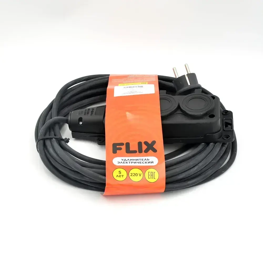 Удлинитель силовой строительный КГТТ 3х1.5 25А, садовый удлинитель 10м, для сварки, газонокосилки и тримера, 3 розетки с крышками, морозостойкий