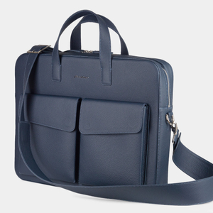 Сумка для ноутбука и документов Bocage Business из кожи теленка, синего цвета