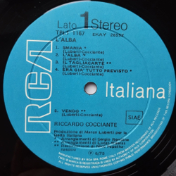 Винтажная виниловая пластинка LP Riccardo Cocciante Lalba (Italy 1975)