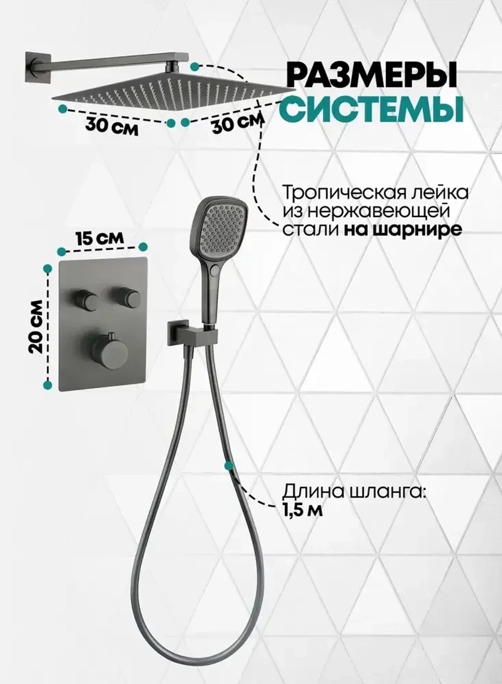 Душевая система скрытого монтажа Grocenberg GB5040BG с Термостатом Vernet (Франция)