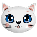 Шар Фольгированный Кошка голова (Белый)