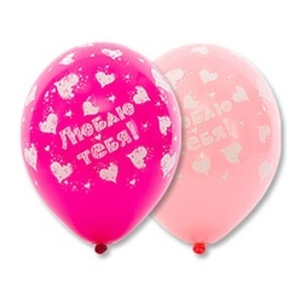 Шар (14"/36 см) Шелкография пастель Люблю Тебя сердц 25 шт.