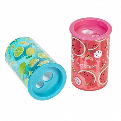 Точилка Hatber ROLL, 2-мя отверстиями, ассорти, пластик, 1 шт