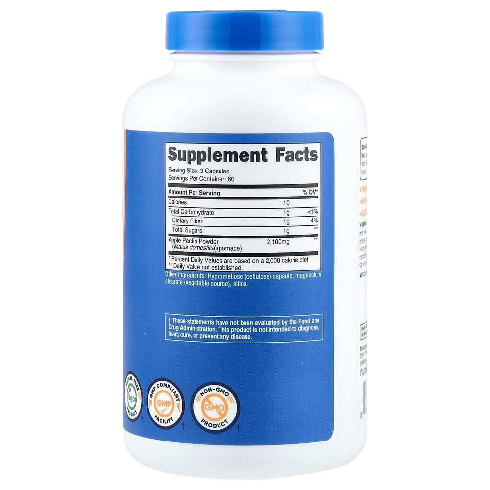 Nutricost, яблочный пектин, 180 капсул (700 мг в 1 капсуле)