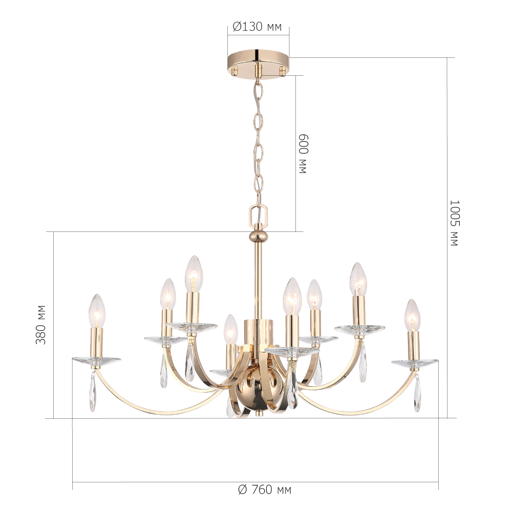 SL1405.203.08 Люстра подвесная ST-Luce Латунь/Латунь, Прозрачный E14 8*40W ЭЛЕГАНС