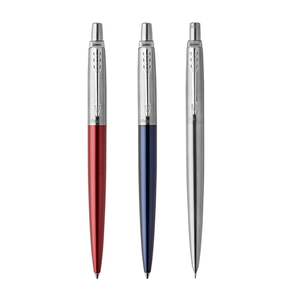 Подарочный набор Parker Jotter London Trio: гелевая ручка Red CT, шариковая ручка Blue CT, карандаш Stainless Steel CT и Ежедневник датир.триколор