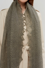 Оренбургский пуховый палантин с шелком АШ16070-03 серый