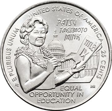 25 центов (1/4 доллара, квотер) 2024 США «Американские женщины - Пэтси Минк» (D)