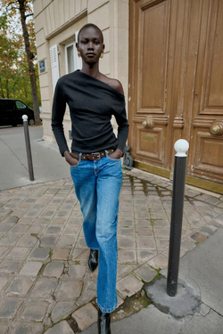 ZARA ТОП АСИММЕТРИЧНОГО КРОЯ ИЗ МЯГКОЙ ТКАНИ, ЧЕРНЫЙ МЕЛАНЖ