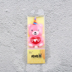 Свеча для торты «Мишка с сердцем» (розовый, 10 см)