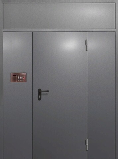 Входная дверь техническая с верхней и боковыми фрамугами - 940