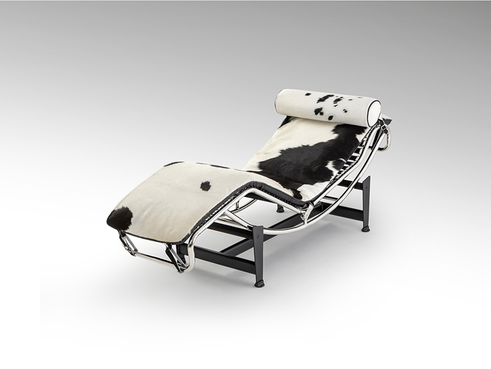 Leco Шезлонг из коровьей кожи черный/белый