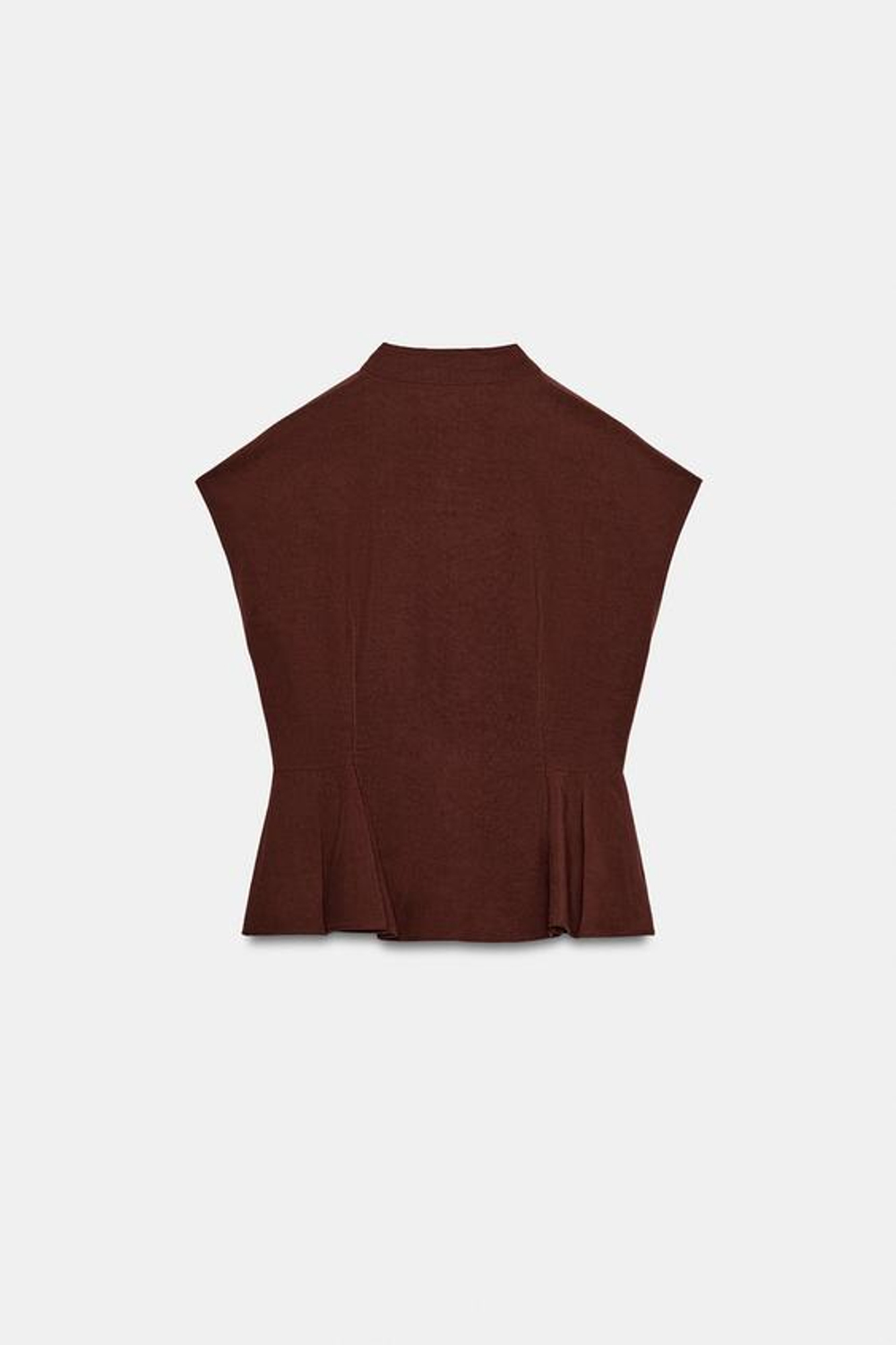 ZARA ТОП С БАСКОЙ И ЗАЩИПАМИ, СВЕТЛО-КОРИЧНЕВЫЙ