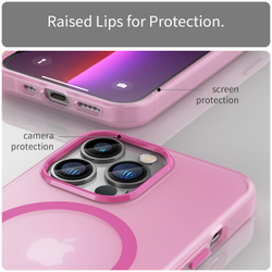 Мягкий чехол розового цвета с поддержкой MagSafe для iPhone 13 Pro Max, серия Frosted Magnetic