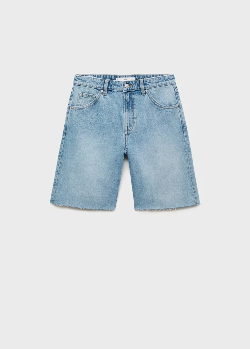 Джинсовые бермуды с бахромой по низу