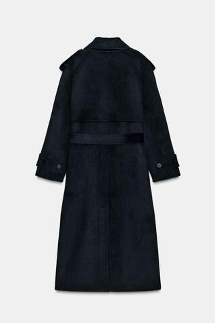 ZARA ДЛИННОЕ ПАЛЬТО ИЗ СМЕСОВОЙ ШЕРСТИ — ZW COLLECTION LIMITED EDITION, МОРСКОЙ СИНИЙ