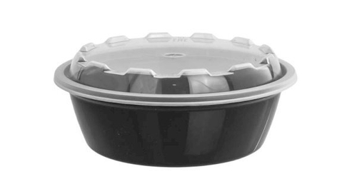 Контейнер 530мл с крышкой круглый Черный, 150шт/кор